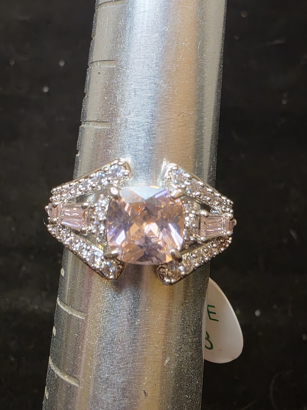 Sparkling Rose Quartz CZ Statement Ring